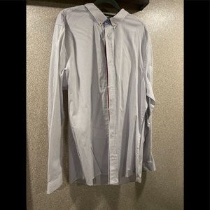 Men’s Button Up Collared Pinstripe Dress Shirt